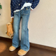 子中大童一体加厚加厚时髦喇叭裤 女童牛仔裤 修身 裤 儿童装 春秋冬季