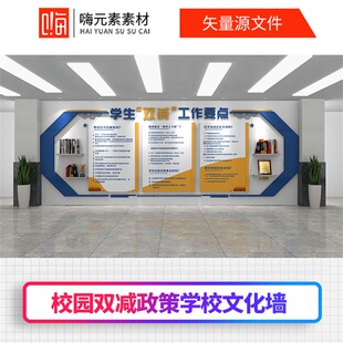 校园双减政策学校文化墙AI素材源CDR设计文件源模板VIP免费 新款