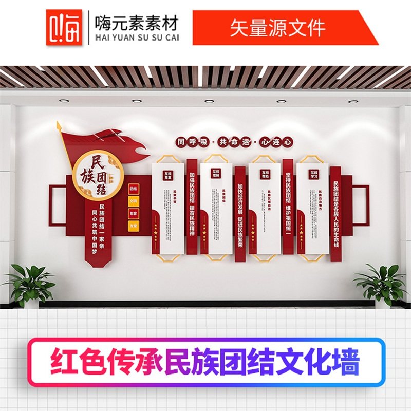 铸牢共同体意识文化墙民族团结文化墙AI矢量CDR源文件会员