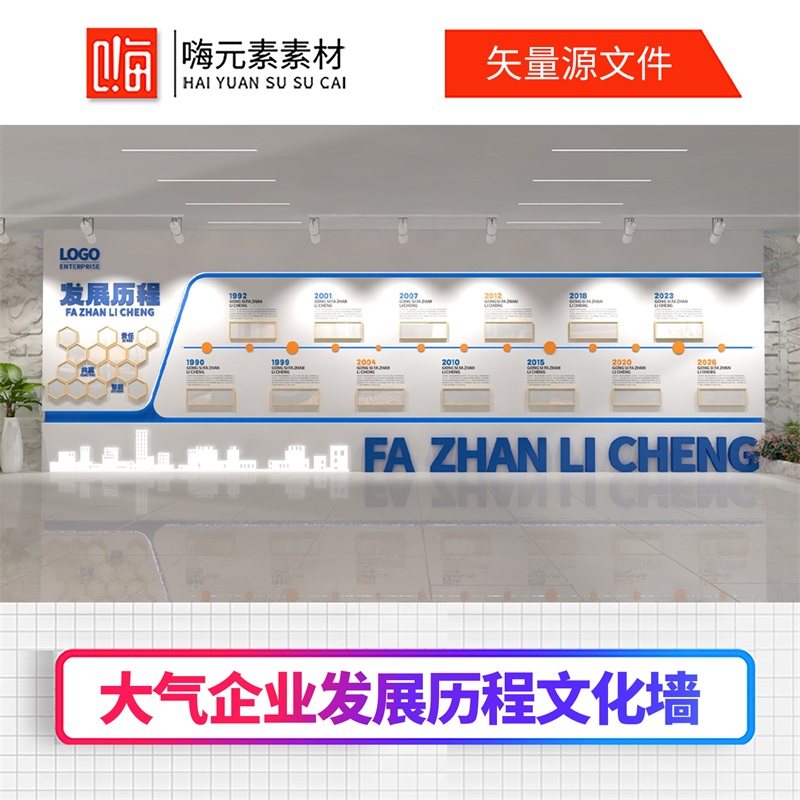 大气企业发展史宣传公司历程文化背景墙AI矢量CDR模板VIP特惠