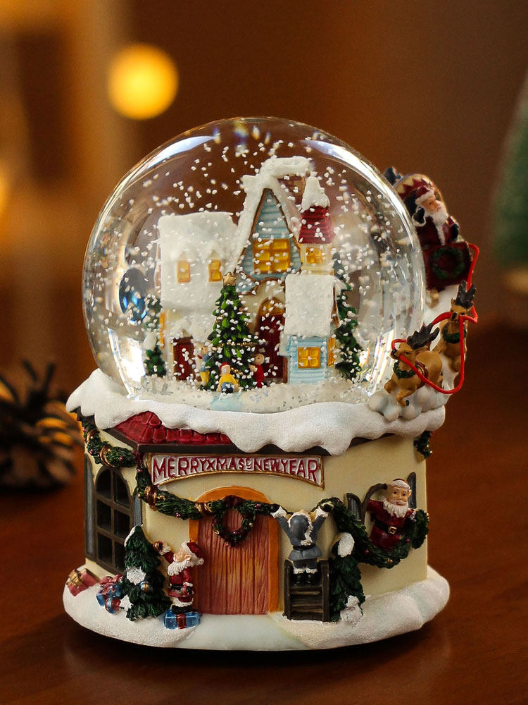 크리스마스 선물 뮤직 박스 산타 클로스 크리스탈 볼 스노우 뮤직 박스 꿈꾸는 눈 소녀 어린이 엘크