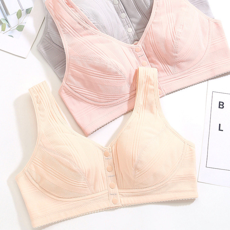 大码MM文胸内衣全棉前扣内衣纯棉薄款加肥宽松显胸小透气吸汗女
