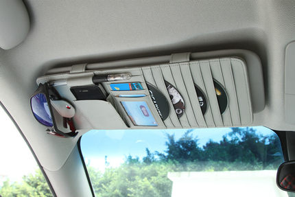 汽车内饰用品车载遮阳板挂式CD夹包碟片卡套真皮收纳袋手机眼镜夹