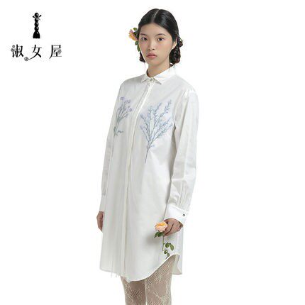 淑女屋专柜正品沙漠公主 长款衬衣女韩版中长款衬衫裙ASC16款999