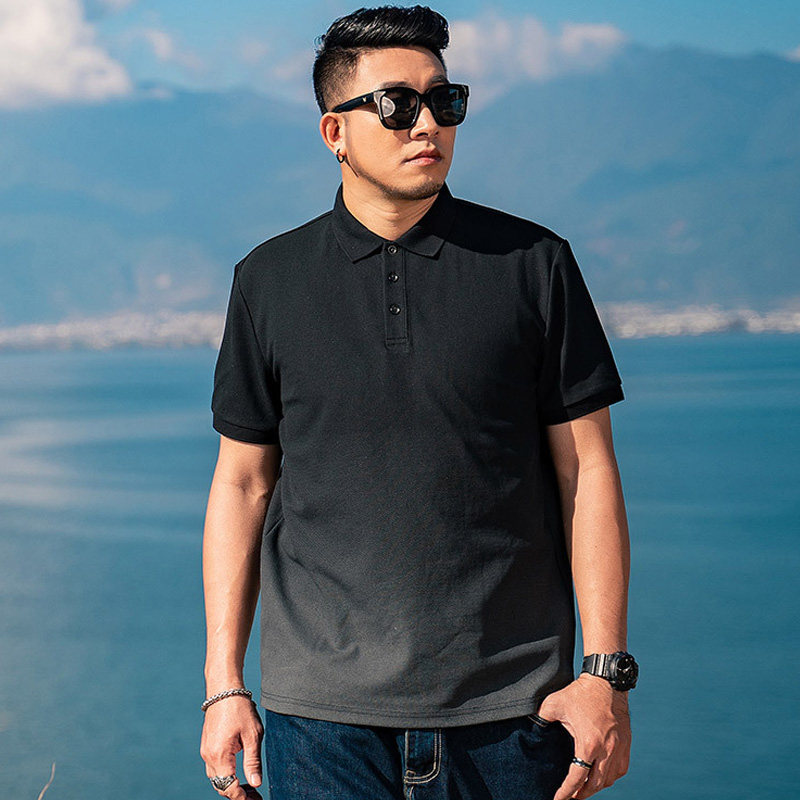 5XL胖胖子星球大码男装潮牌百搭有领T恤加肥加大短袖polo衫渐变色