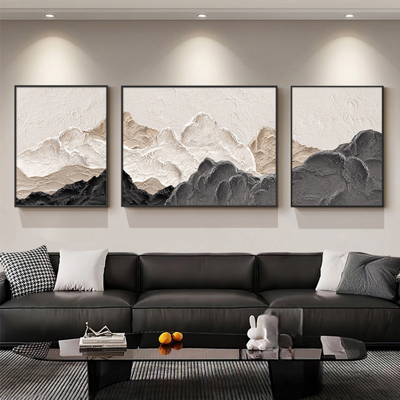 背有靠山客厅装饰画现代简约沙发背景墙挂画黑白高级感三联墙壁画,家居饰品,现代装饰画,淘宝优惠券,粉丝福利购,淘宝优惠卷