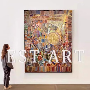 中古风聚财抽象艺术玄关装饰画小众多巴胺高级肌理感挂画客厅壁画