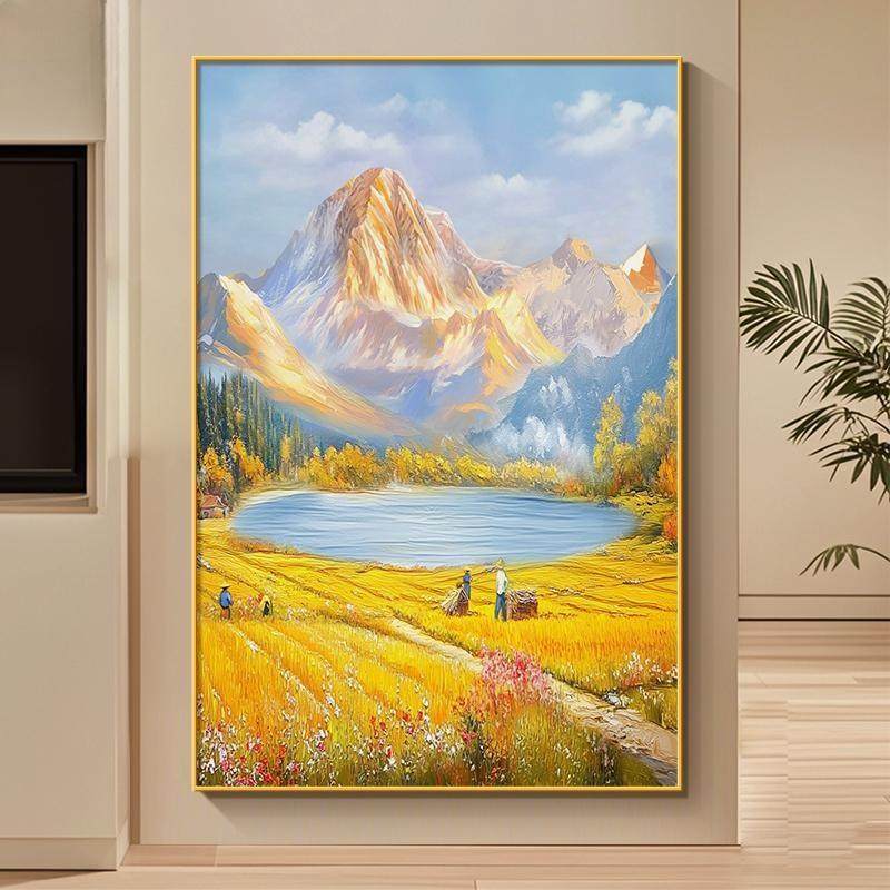 金山聚宝盆山水画玄关装饰画高级感走廊过道挂画客厅入户进门壁画,家居饰品,现代装饰画,淘宝优惠券,粉丝福利购,淘宝优惠卷