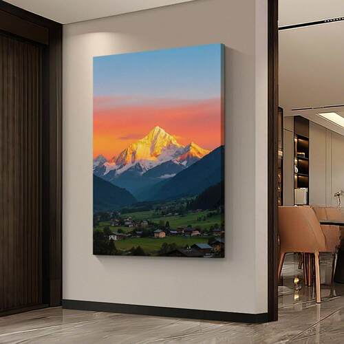 日照金山入户门玄关靠山图装饰画