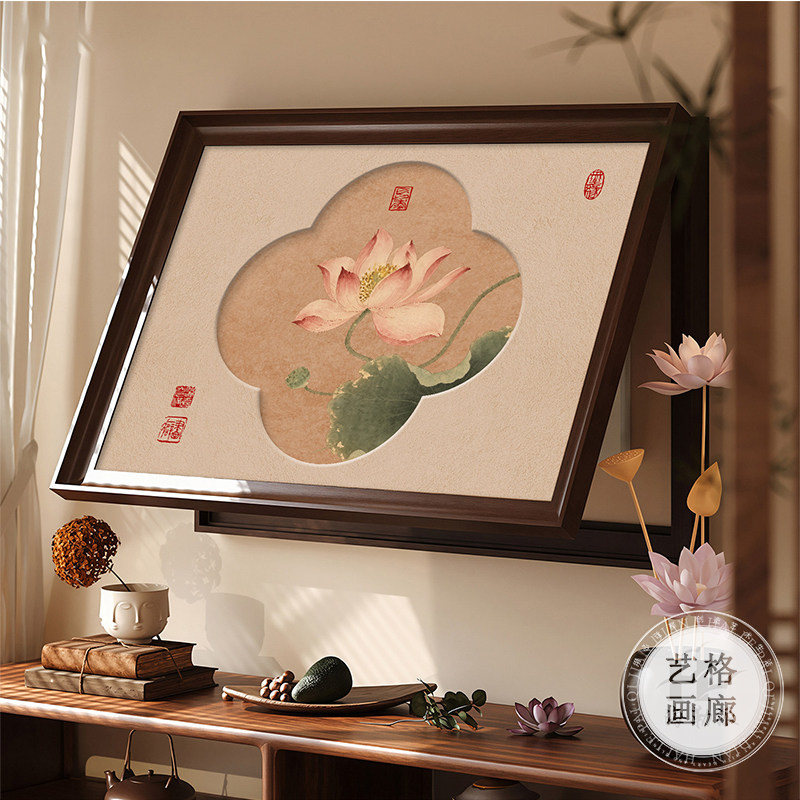 宋氏美学荷花电表箱遮挡装饰挂画图片