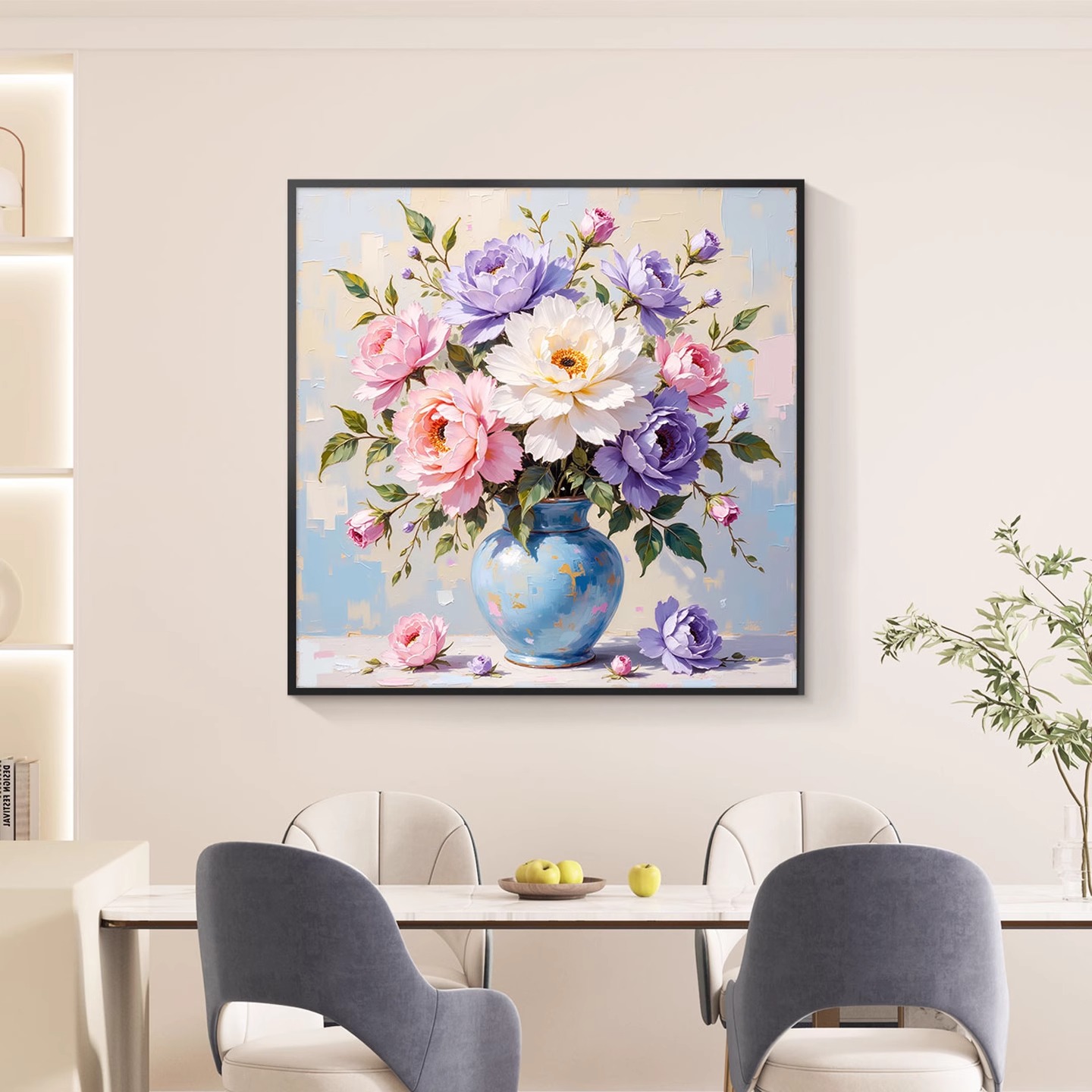 现代轻奢餐厅装饰画高级感花卉饭厅餐桌背景墙挂画2025新款墙壁画图片
