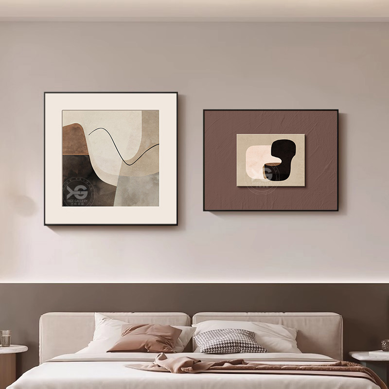 侘寂风抽象双联卧室装饰画