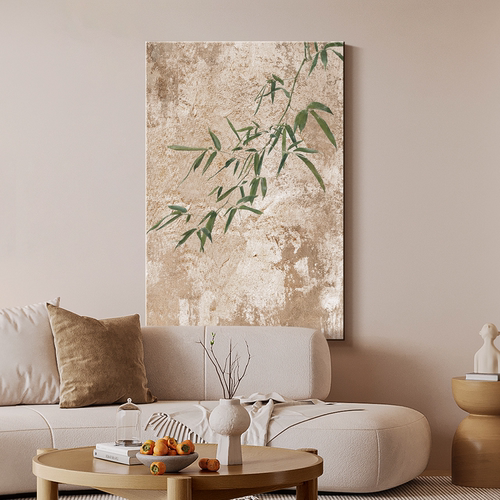 侘寂风绿植客厅沙发背景墙装饰画
