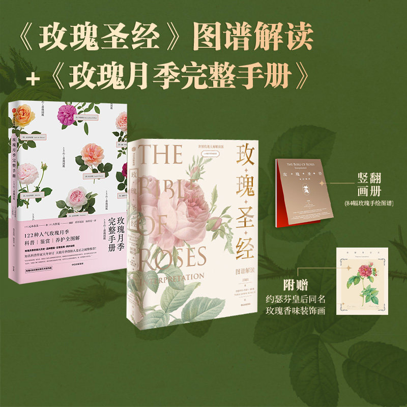 《玫瑰圣经》图谱解读+玫瑰月季完整手册(套装2册)王国良 等著 媲美艺术品的玫瑰科普书 中信出版社图书 正版书籍