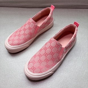 真皮平底透气一脚蹬帆布休闲单鞋 女 女2026春秋新款 欧货厚底乐福鞋