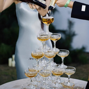 香槟塔玻璃杯婚礼酒杯塔庆功宴酒店酒杯庆祝宴香槟杯欧式 酒塔杯子