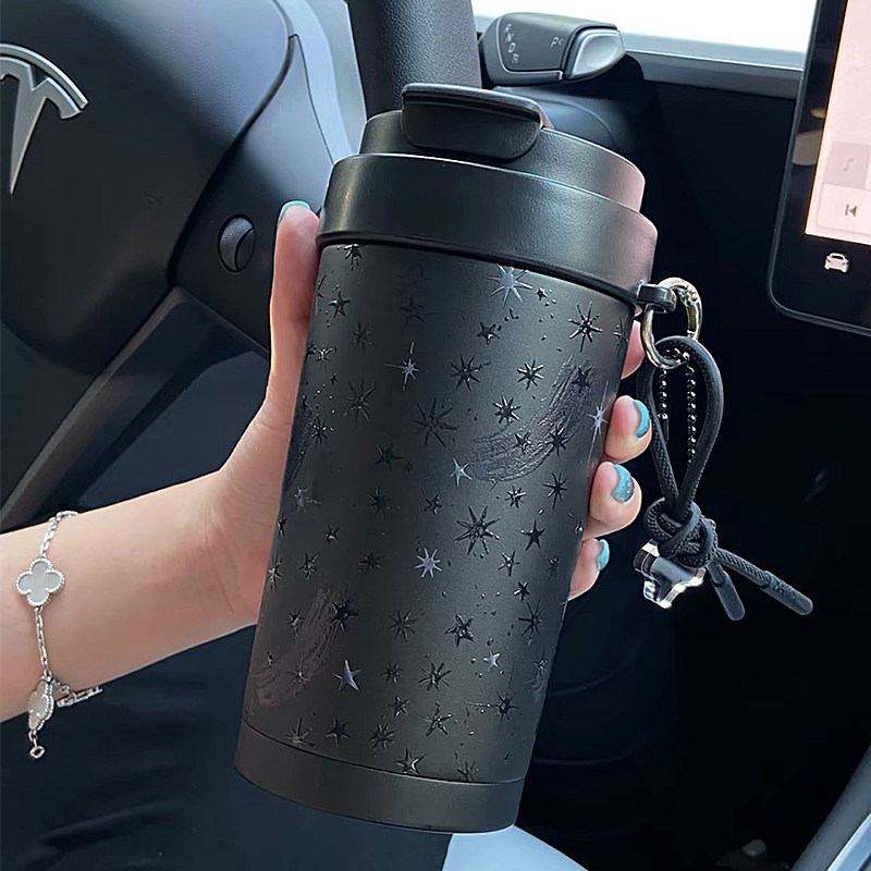 face保温杯男生水杯情侣咖啡杯便携车载陶瓷覆层内胆吸管杯子礼物