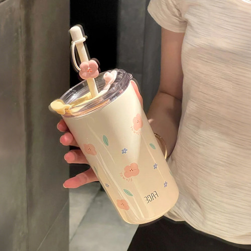 face吸管杯高颜值保温杯咖啡杯