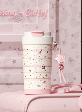 face保温杯水杯女高颜值25新款小巧便携学生上学专用吸管双饮杯子