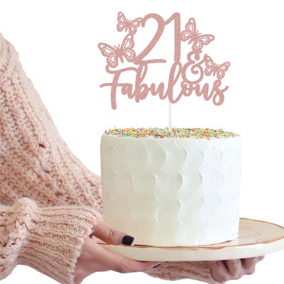 闪光21岁生日蛋糕插牌甜品台装饰插件道具Birthday Cake Topper
