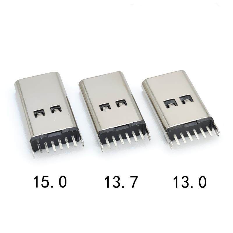 Type-C 6Pin母座立插加高13.0/13.7/15.0/17.5立式加长直插6P母头图片