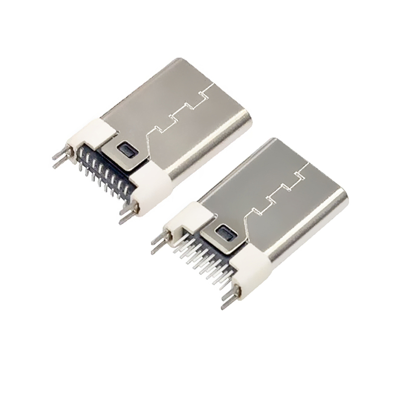 USB TYPE-C 16PIN公头立贴/夹板直插长11.95快充数据电源立式公座
