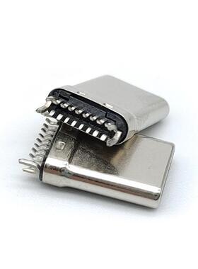 TYPE-C 公头16Pin夹板0.8mm拉伸 带地线L=10.8单头16P公座