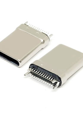 TYPE-C口 16/24PIN公头夹板0.8 拉伸款L=10.8mm 有地线连接器24P