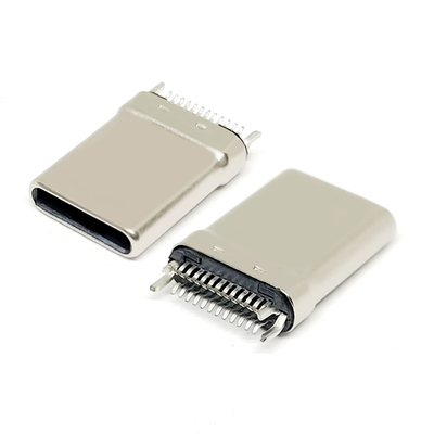 TYPE-C口 16/24PIN公头夹板0.8 拉伸款L=10.8mm 有地线连接器24P