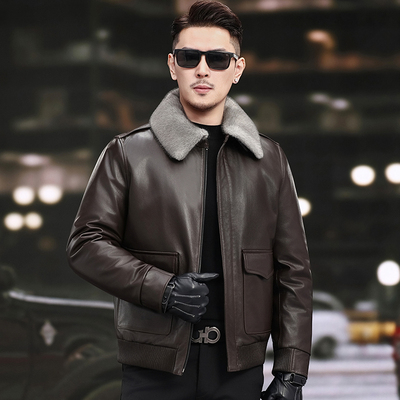 海宁真皮皮衣男100%头层小牛皮