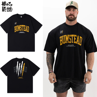 美式健身T恤克里斯高克重磅夏秋宽松短袖肌肉男女撸铁纯棉潮落肩