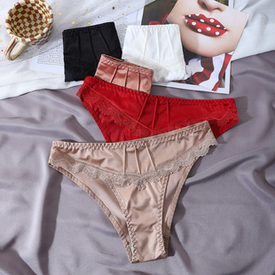丝滑蕾丝内裤 欧美版 女士半包臀women underwear lace 3条