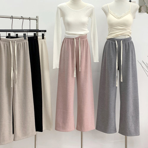 高腰韩版宽松长裤小个子显高