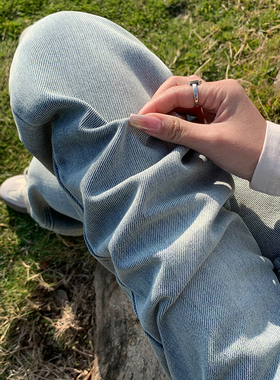 小个子150cm浅色窄版牛仔阔腿裤女夏宽松高腰145xs小码直筒长裤潮