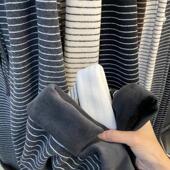 休闲卫裤 小个子150cm加绒条纹阔腿裤 女高腰秋冬加厚懒惰风遛弯裤