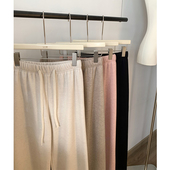 小个子裤 针织休闲直筒裤 子150加绒加厚糯米阔腿裤 秋冬155抽绳卫裤