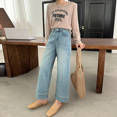 高腰九分裤常规牛仔春小个子显高