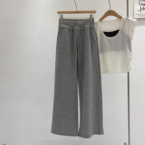 高腰韩版宽松长裤小个子显高