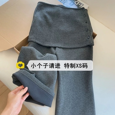 小个子加绒裤150微喇毛呢休闲裤