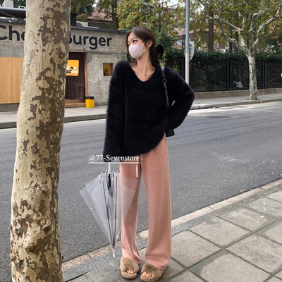 高腰韩版宽松长裤小个子显高