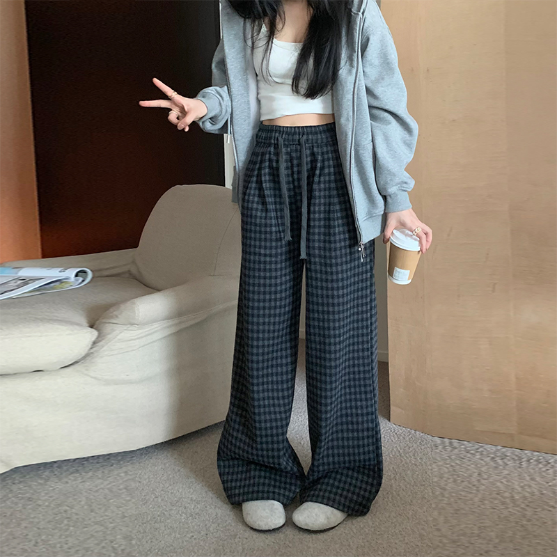 高腰韩版宽松长裤小个子显高