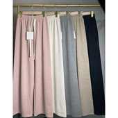 小个子150cm针织阔腿裤 女秋冬软糯抽绳垂感遛弯155xs休闲直筒长裤