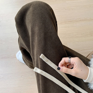 145小矮个子xxs羊绒针织阔腿裤 女秋冬加厚加绒保暖百搭150休闲裤