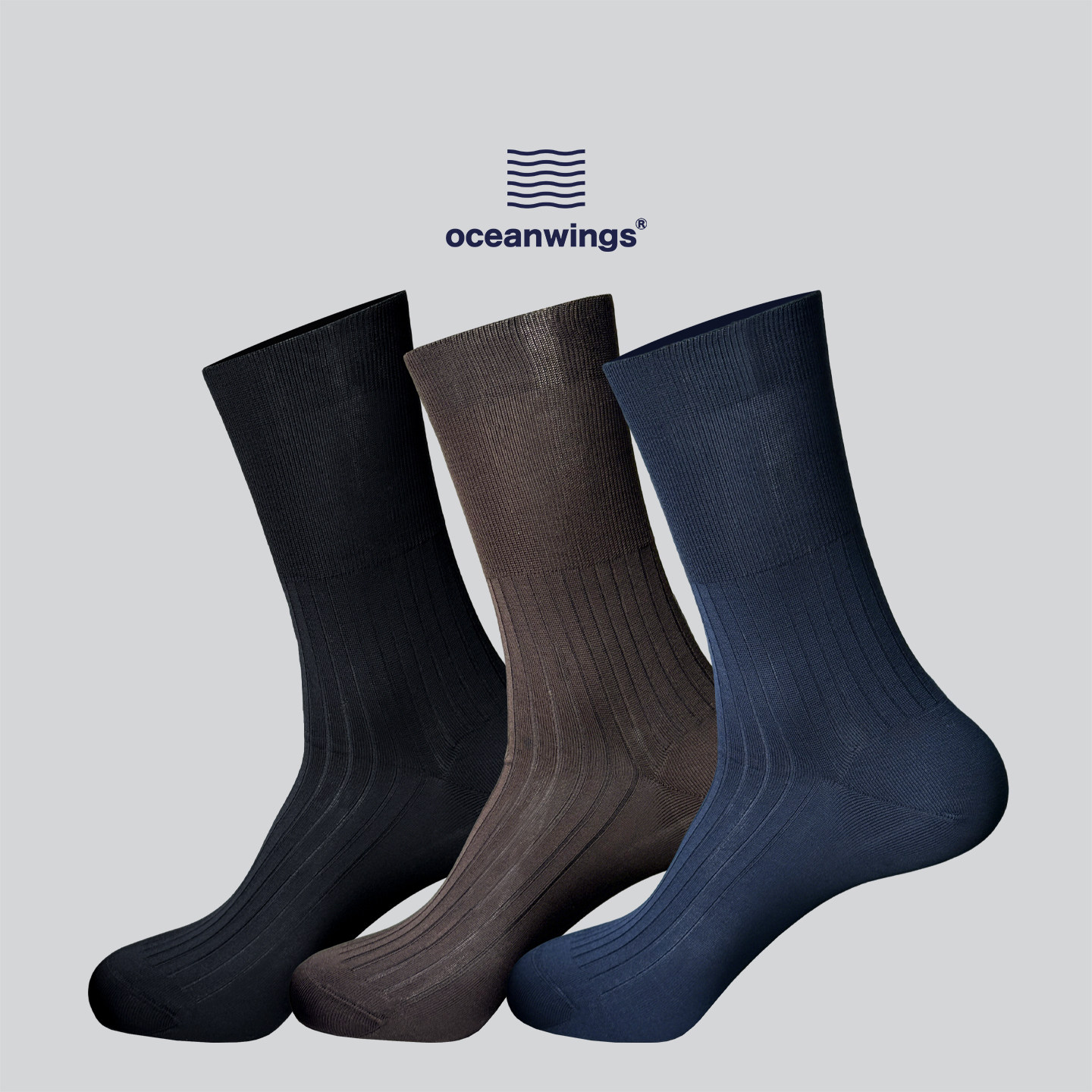 oceanwings Socks男士西装绅士袜高端丝光棉袜商务休闲黑色正装袜