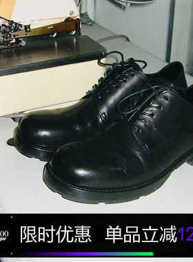 Kami anger 林峯同款油蜡马皮圆头德比鞋 增高休闲皮鞋新款厚底鞋