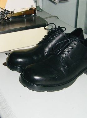Kami anger 林峯同款油蜡马皮圆头德比鞋 增高休闲皮鞋新款厚底鞋