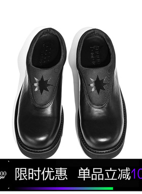 Kami anger原创设计黑色德比包头拖鞋 时尚厚底休闲增高半拖鞋男