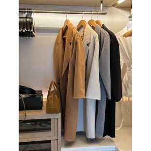 燕麦色双面绒呢大衣女2025秋冬新款韩版宽松中长款赫本毛呢外套