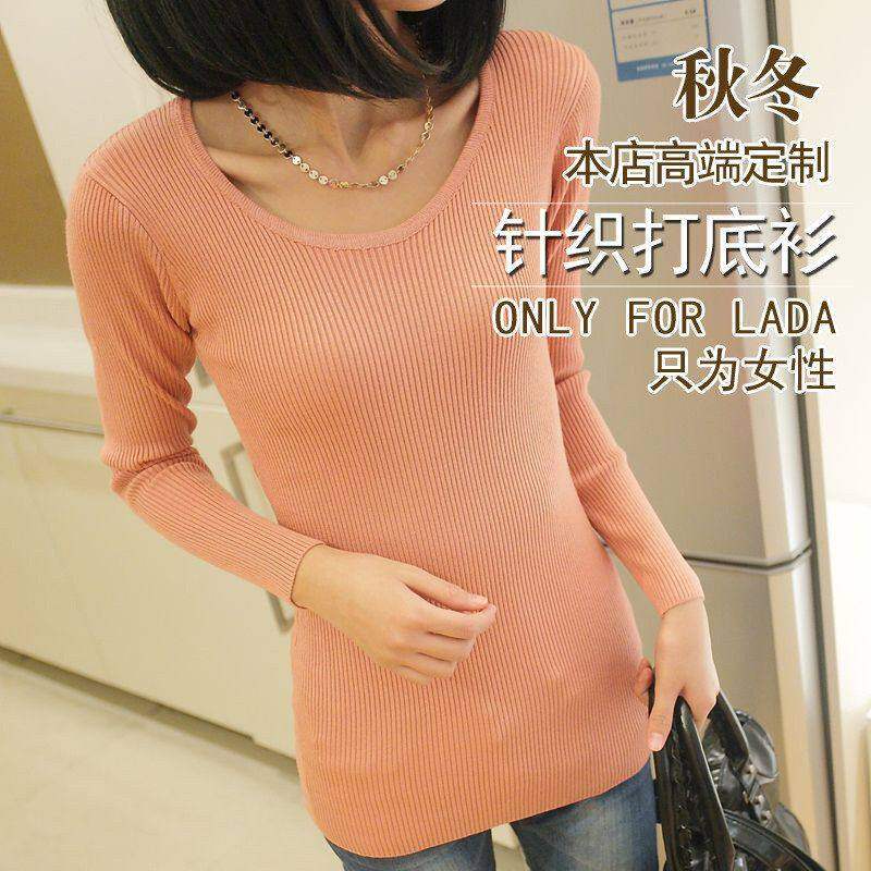 长袖打底衫圆领女中长款韩版毛衣外套头女秋冬2025热卖针织衫