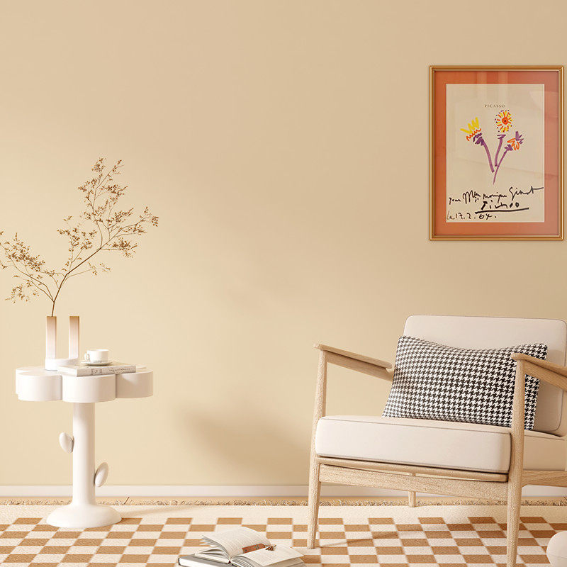 2026新款纯素奶茶竖条纹壁纸